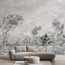 Retro Grey Forest Tree Peel And Stick Large Wall Mural 353.6*280cm PVC Wall Deco picture