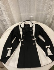 RARE Vintage Betsey Johnson Black & White Bow Double-Breasted Coat Size 2 picture