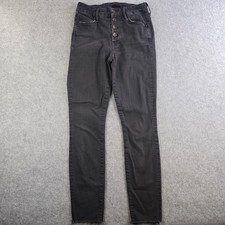 Mother Pixie Ankle Fray Jeans Women's 26 Black Mid Rise Raw Hem Denim Stretch picture