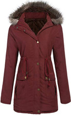 SoTeer Womens Hooded Parka Jacket Warm Winter Faux Fur Lined Long Coats Red picture