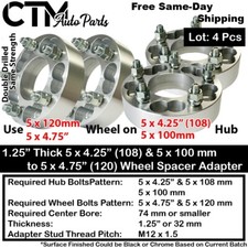 4x 1.25 Thick 5x4.25 to 5x4.75(120) Wheel Spacer Adapter Land RoverJaguar &More picture