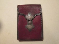 Antique Late 18th Early 19th c. Silver ? Red Leather Man's Wallet Purse M217 picture