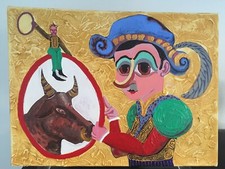 Luis Abreux (Cuban/American, b. 1971) Acrylic Painting Bullfighter & Bull Listed picture