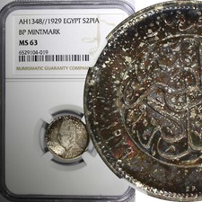 Egypt Fuad I Silver AH1348 / 1929 BP 2 Piastres Mint-500,000 NGC MS63 KM#348(9) picture