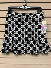 Lulu B Women’s Skort Black White Tan Diagonal Lattice Pleated Hem Pockets S NWT picture