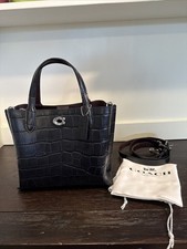 NWOT COACH Black Leather Croco Willow Tote 24 Bag & Dust Cover - Never Used picture