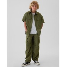 GAP Kids Boys XXXL 18-20 Olive Green Cargo Jogger Pants Elastic Waist EUC picture