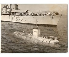 Corvette Fenice Joins Bathyscaphe Trieste After Dive 1956 Italian Press Photo picture