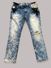 Arizona Men Blue Jeans 360 Stretch Ultra Flex Acid-Wash Distressed Size 36/30 picture