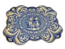 Rare Antique c.1830 Elkin Knight & Bridgwood Etruscan Blue Transferware Platter picture