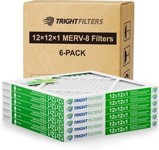 Trightfilters 12x12x1 MERV-8 Air Filter Pleated for Home HVAC AC Furnace - 6pack picture