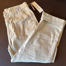 NWT Cream AMO Easy Army Trouser Pants Relaxed Straight Leg Patch Pocket Crop 31 picture