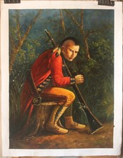 Hand-painted British redcoat historical rifle oil painting 24