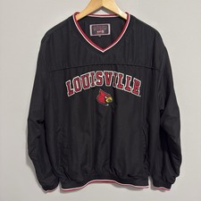 Vintage Louisville Cardinals Black Red Pullover Windbreaker Jacket Size M NCAA picture