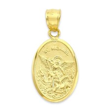 Solid Gold Saint Michael Pendant in 10 or 14k, Saint Necklace Religious Jewelry picture