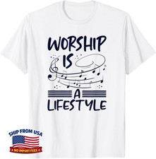 Christianity Worship is a Lifestyle Music Notes Christian Unisex T-Shirt picture