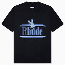 RHUDE Eagle Logo Graphic Crew Neck Short Sleeve Cotton Jersey T-Shirt Mens L picture