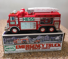 Vintage 2005 Hess Emergency Truck with Rescue Vehicle Original Box Red White picture