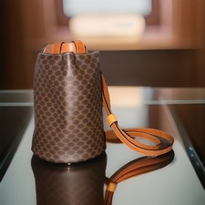 RARE Vintage Celine Macadam Monogram Brown Bucket Backpack Shoulder Bag picture
