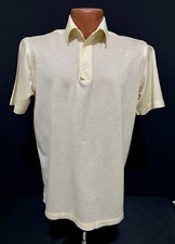 BRIONI ITALY MEN'S 100% COTTON KNIT SOLID LIGHT YELLOW POLO SHIRT SMALL picture