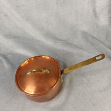 JJURO Copper & Brass 5 5” Sauce Pan w/Lid Vintage Made In Greece picture
