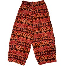 Bryn Walker Linen Ikat Print Wide Leg Crop Pants Womens Medium  USA Made Artsy picture