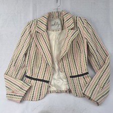 Vintage Milly of New York Blazer Womens 0 Pink Green Striped Jacket Cropped Line picture