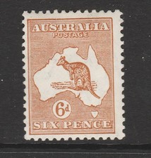 1933 KANGAROO CofA WATERMARK 6d CHESTNUT 