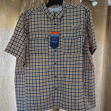 Habit Men's XL Plaid Button-Up Shirt Navy Mustard Short Sleeve Coastal Villa picture