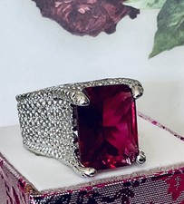 RUBY RING - Lab Created - 16X13mm Or 10.5ctw - SILVER SETTING  picture