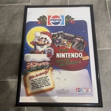 Nintendo NES Pepsi Cola Promotional Poster 1989 Framed 30x21.5” Gameboy Rare picture