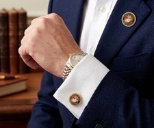 USMC MARINES Cuff links lapel pin New gift boxed Made in USA TUXXMAN Quality picture