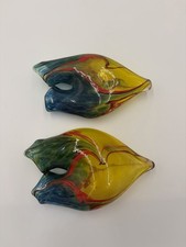 Vintage MCM Blown Glass Biomorphic Double Chamber Pocket Vases Murano Style picture