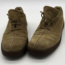 Vtg Ecco Shoes Mens 9 Brown Suede Lace Up Loafers 42 EUR Rigid Tread Leather picture
