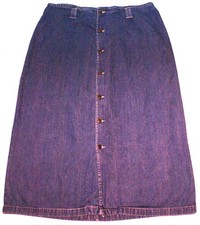Vintage Blassport Retro Cotton Elastic Blue Denim Maxi Long Skirt Womens 22W picture
