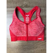 Avia Womens Red Space Dye Front Zip Racerback Sports Bra Size Medium AV18191 picture