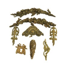 Lot of Eight Antique French Bronze and Brass Architectural Hardware Details picture