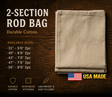 Khaki Cloth Rod Bag – Fits 2pc Fly Rods - Fly Rod Sock  - 5 sizes - USA picture