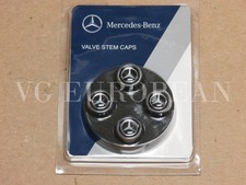 Mercedes-Benz Genuine Tire Valve Stem Cap Set, Silver Star on Black Caps OEM OE picture
