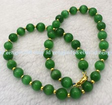 Charm 6/8/10/12mm Green Opal Cat's Eye Round Gemstone Beads Necklace 18