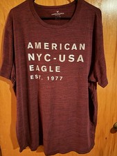 American Eagle Outfitters Burgundy Graphic Logo Cotton Tee Men’s 2XL picture