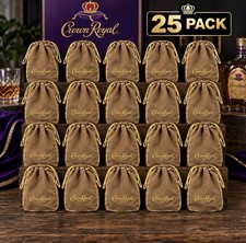 25 Crown Royal Bags 750ml Brown Gold Drawstring Pouches Empty Bulk Lot Crafts picture