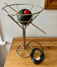 Vintage 1993 David Krys Chrome Martini & Olive Lamp. 14” tall. 120V picture