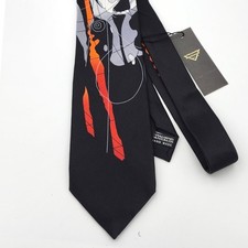 Vintage Vitaliano Pancaldi Silk Tie NWT Deadstock Italy Black Red Graphic Art picture
