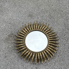 Vintage 60s/70s Gold Metal Sun Mirror picture