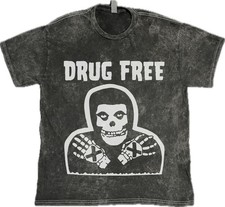 Misfits Drug Free T-Shirt Punk Rock Music Mineral Vintage Washed Tee picture