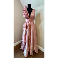 NWT Azazie Vespera Pink Ruffles Gown Size 8 picture