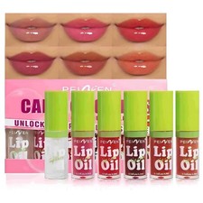 6 Pcs Colorful Fat Lip Oil Hydrating Lip Gloss Set with Long-lasting and Mois... picture