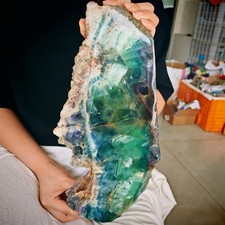 8.58LB Natural fluorite raw stone specimens, multi-colored crystal plate display picture