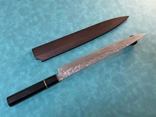 10.5 In 270mm Sujihiki Slicer Knife Hammered 10Cr Stainless Ebony Wa Handle Saya picture